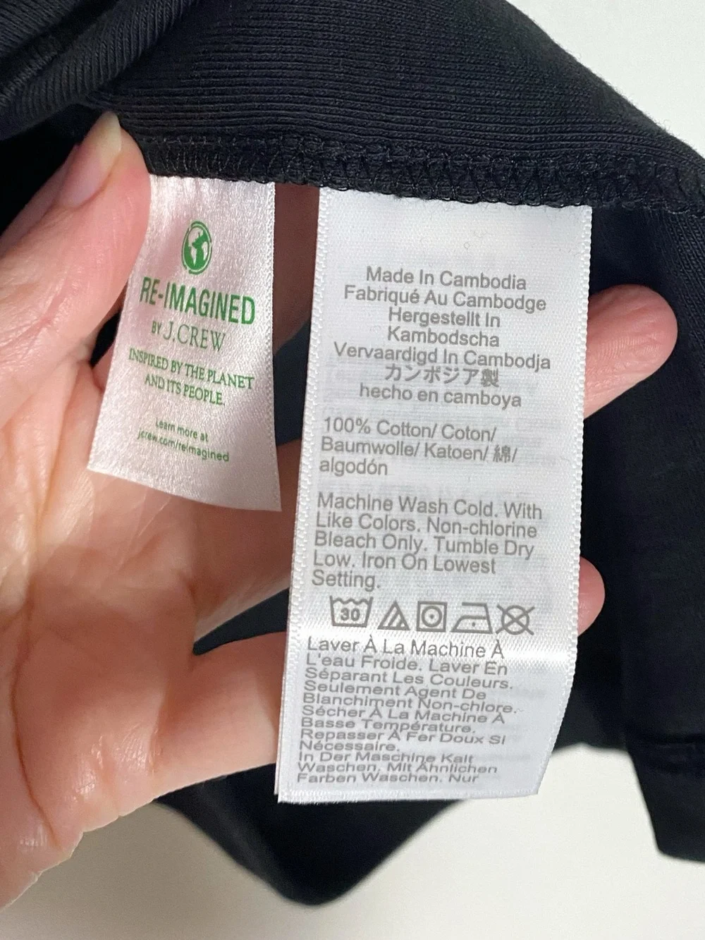 J. Crew Perfect Fit Elbow Sleeve Squareneck T-Shirt Black